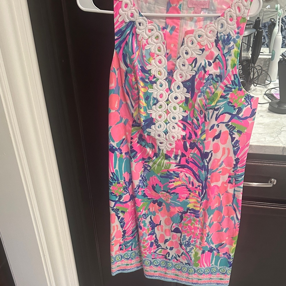 Lilly Pulitzer Gabby Shift Pink Multi Floral Sleeveless Shift Dress